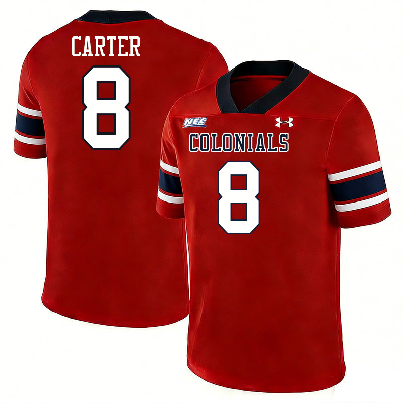 Robert Morris Colonials #8 Jaqai Carter College Football Jerseys,Uniforms Stitched-Red